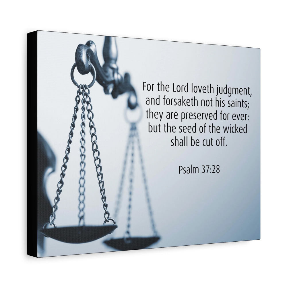 Scripture Canvas Lord Loveth Judgment Psalm 37:28 Christian Wall Art Bible